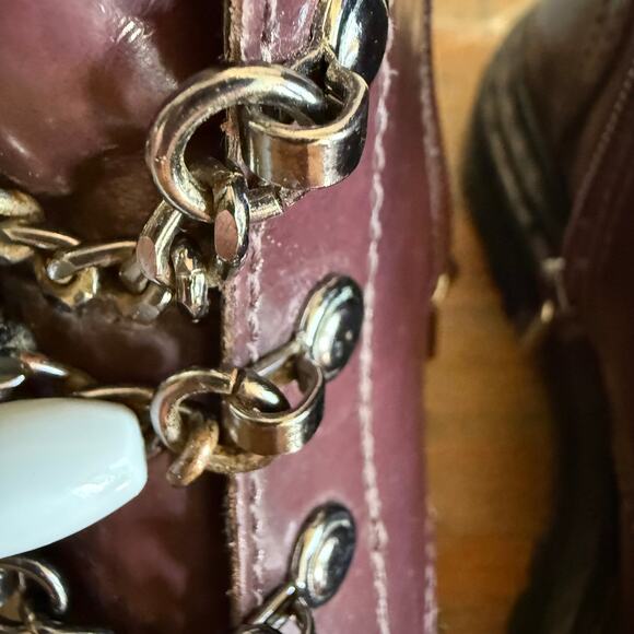 Vince Camuto Popinta Combat Boots Women’s 6.5 M (37) Burgundy Leather Punk Grung - Picture 12 of 12